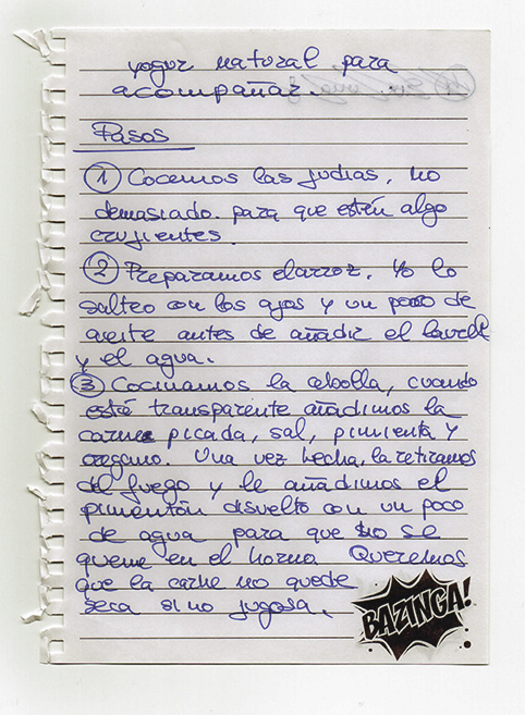 Jorge Gomez Pascual's handwritten recipe