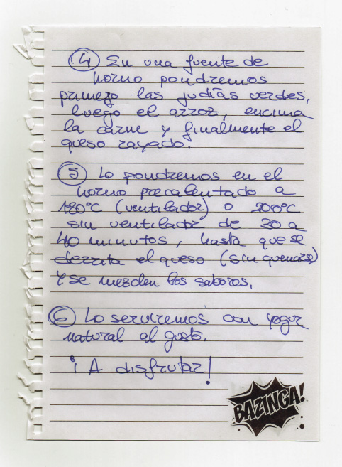 Jorge Gomez Pascual's handwritten recipe